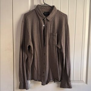 Kenneth Cole Black and Gray Striped Casual Shirt